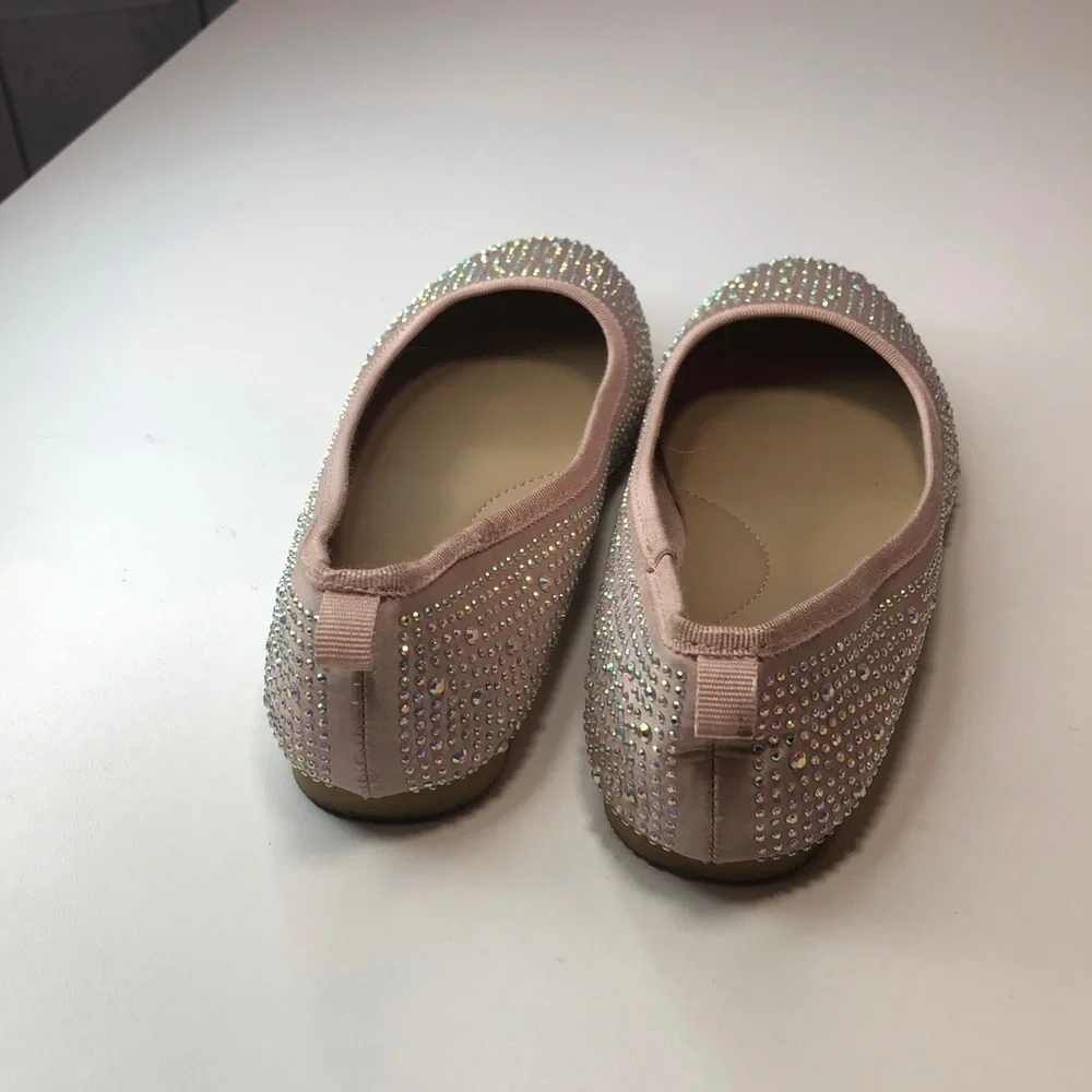 Elegant Pastel Pink Rhinestone Glitter Ballet Flats Cat & Jack size 1 EUC
